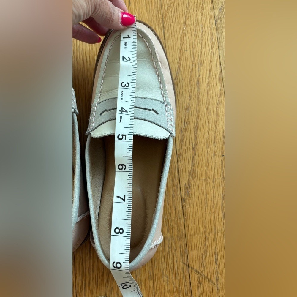 Sperry Top-Sider Cream Gray Blush Pink Leather Penny Loafers Women's 6.5 - Picture 6 of 6